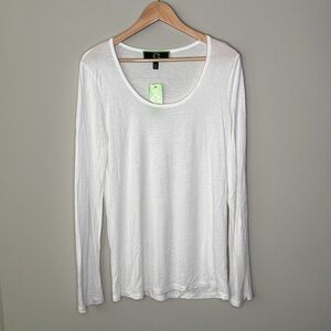 C Wonder Long Sleeve Scoop Neck Tee in White  Size XL NWT